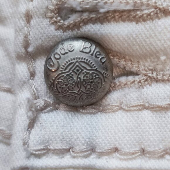 Cod Bleu Marielle jeans slim straight Rhinestone design white women's size 6/27 - Picture 11 of 11